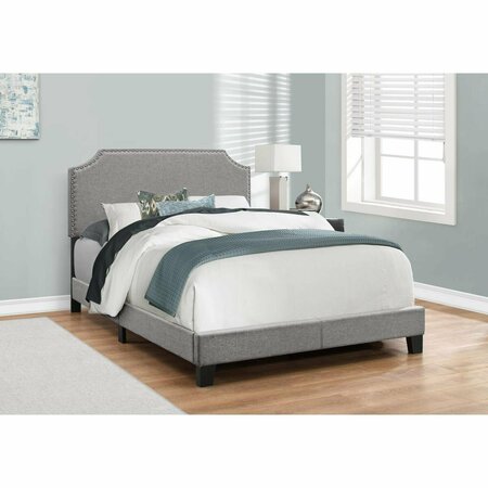 GFANCY FIXTURES 45.5 in. Solid Wood Linen MDF & Foam Full Size Bed with a Chrome Trim GF3082598